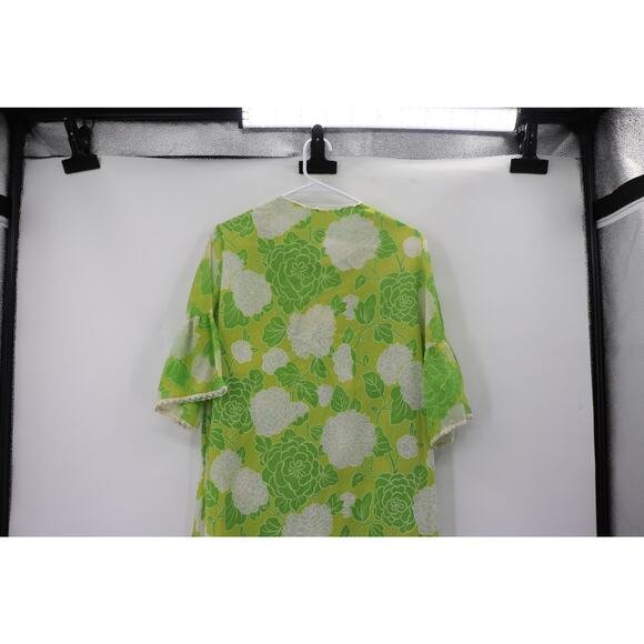 Vintage Green Floor Length Floral Cotton Dress - Picture 12 of 12